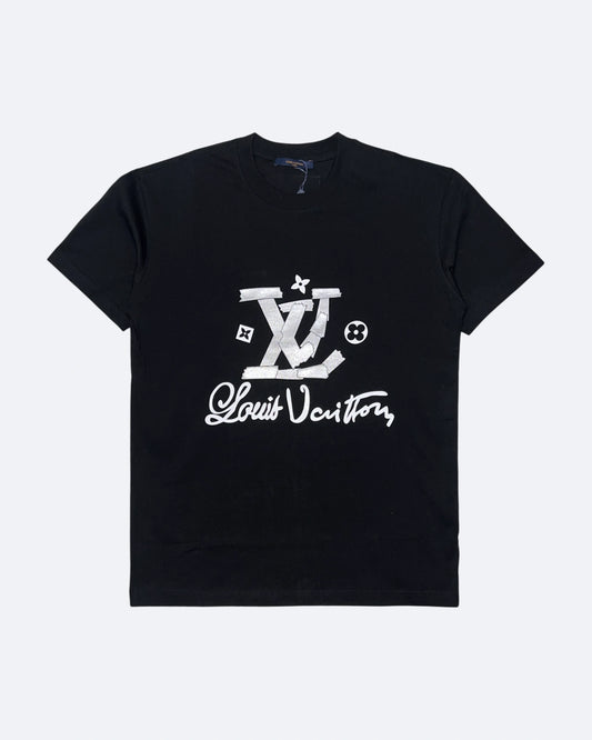 LVTN - Silver Tape Monogram T-Shirt - Black