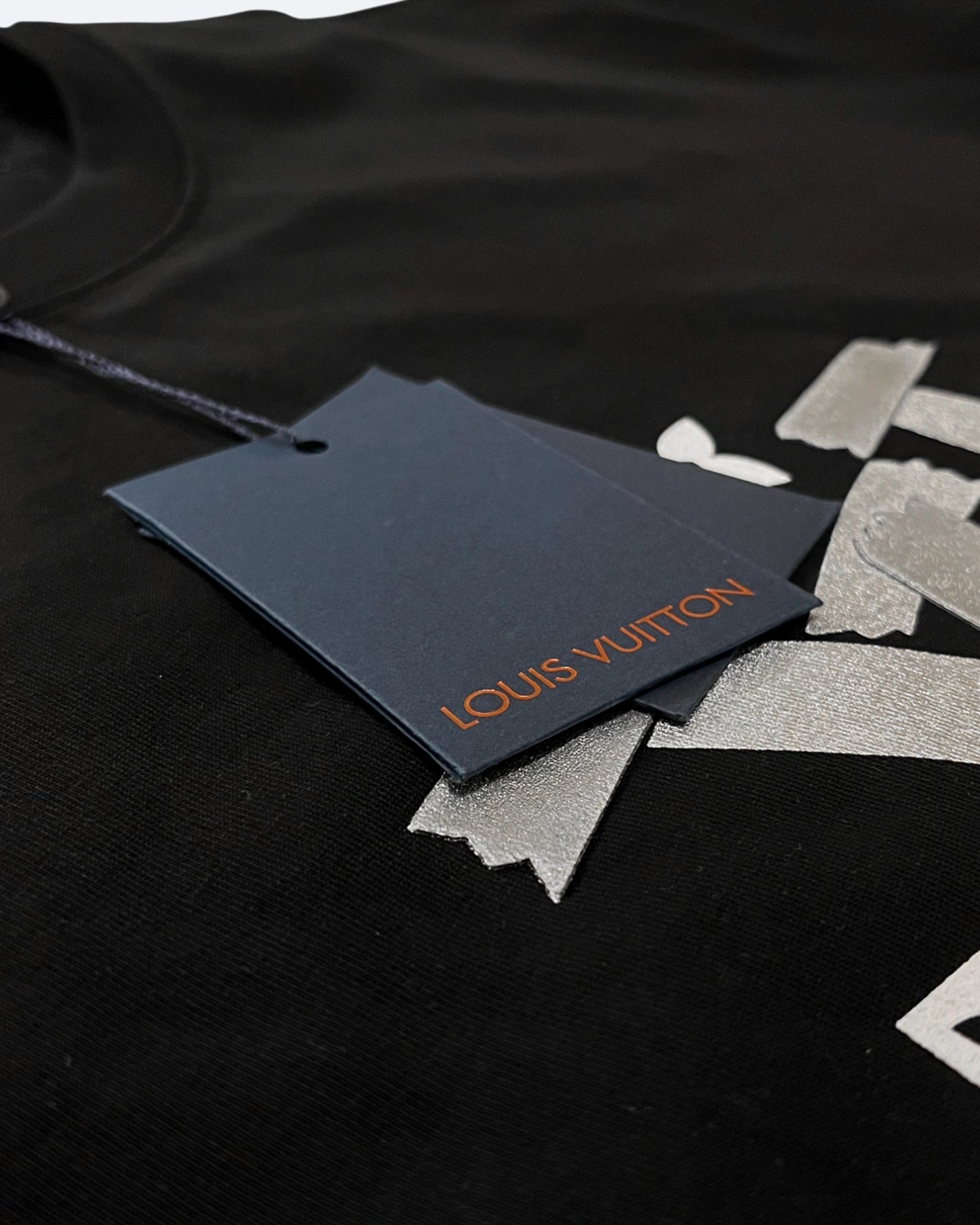 LVTN - Silver Tape Monogram T-Shirt - Black