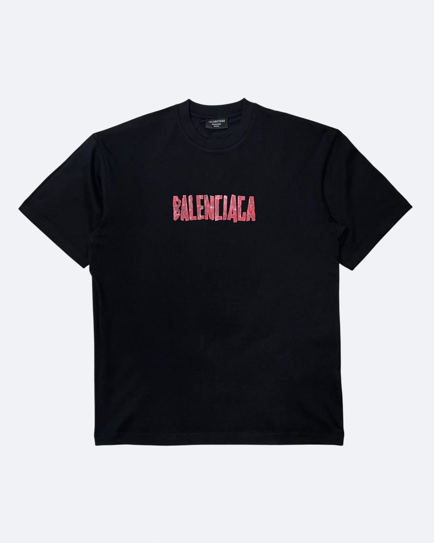 Balenciaga - Red Caution Tape T-Shirt - Black