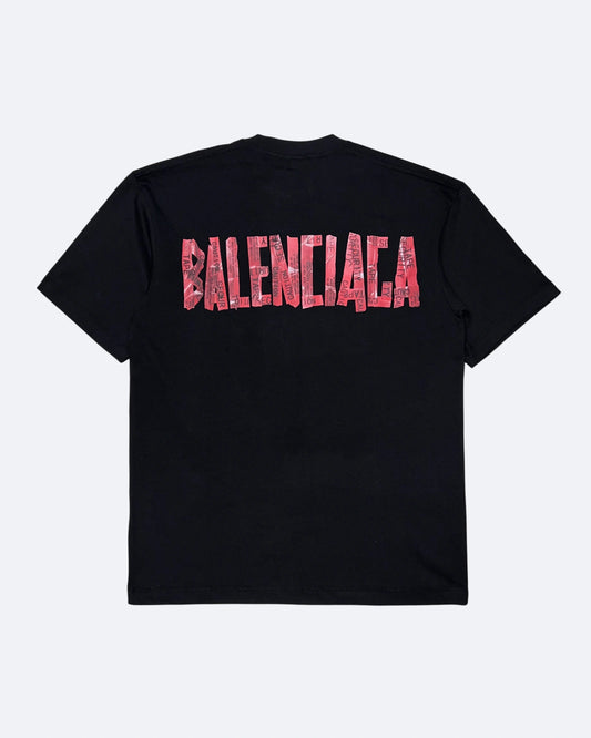 Balenciaga - Red Caution Tape T-Shirt - Black
