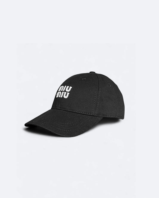 Miu Miu - White Logo Embroidery Cap - Black