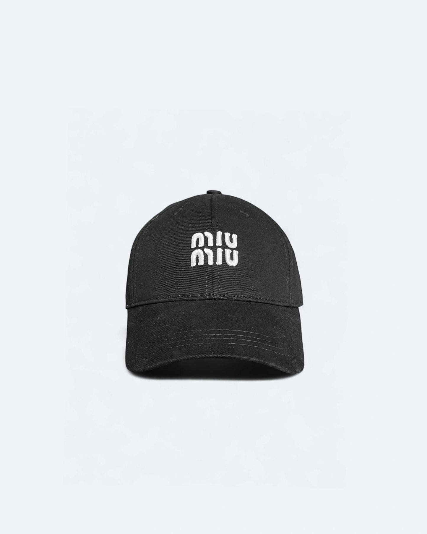 Miu Miu - White Logo Embroidery Cap - Black