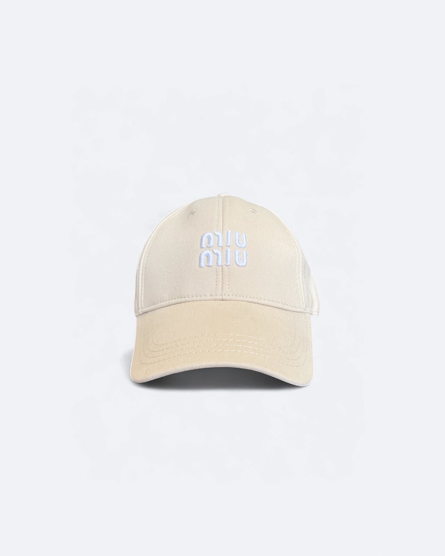 Miu Miu - White Logo Embroidery Cap - Cream