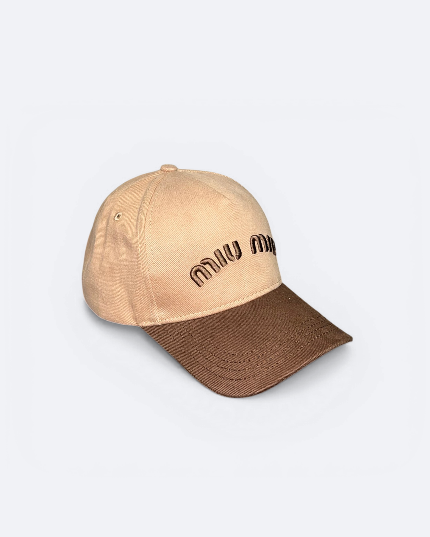 Miu Miu - Horizontal Logo Embroidery Cap - Beige/Brown