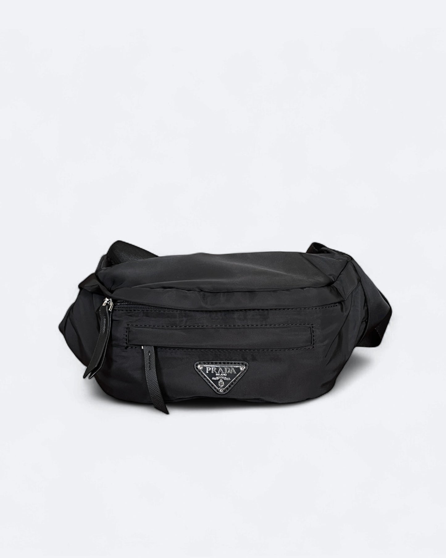 Prada - Metal Logo Crossbody Bag - Black