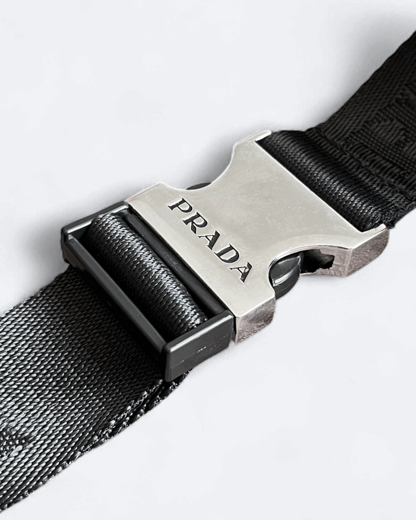 Prada - Metal Logo Crossbody Bag - Black