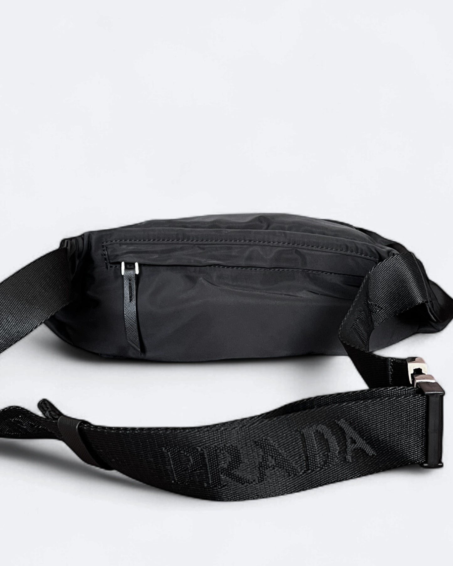 Prada - Metal Logo Crossbody Bag - Black