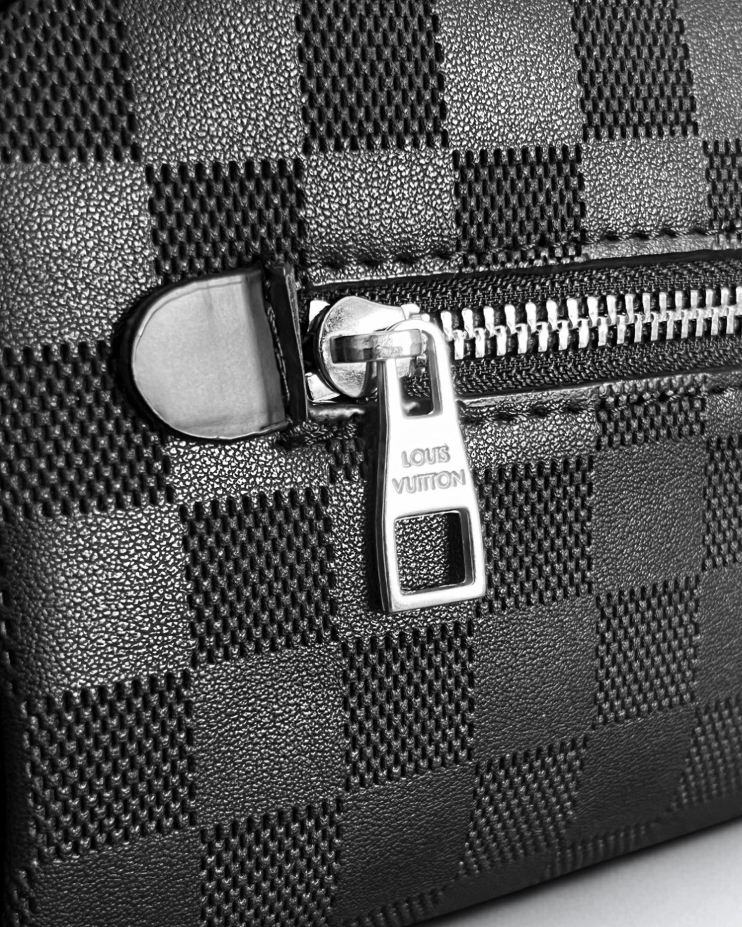 Louis Vuitton - Damier Embossed Hand Pouch Bag - Black