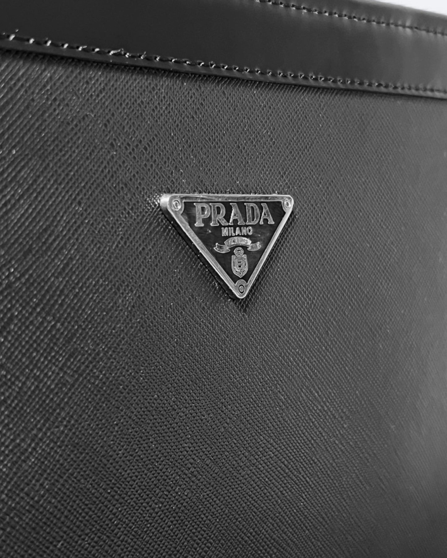 Prada - Logo Plate Clutch - Black