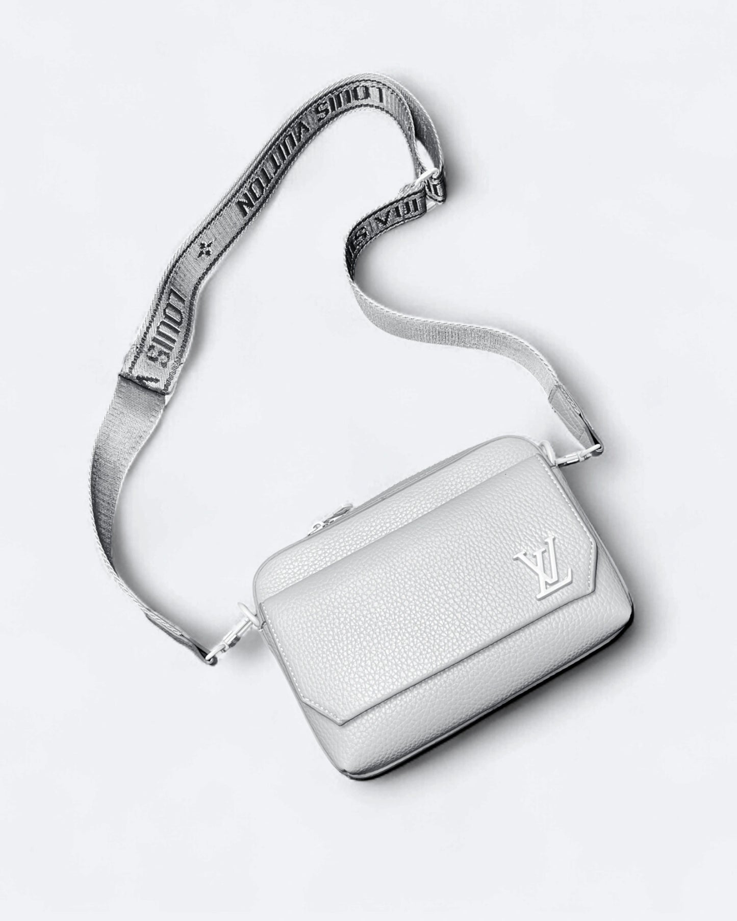 LVTN - Leather Mini Messenger Bag - Light Gray