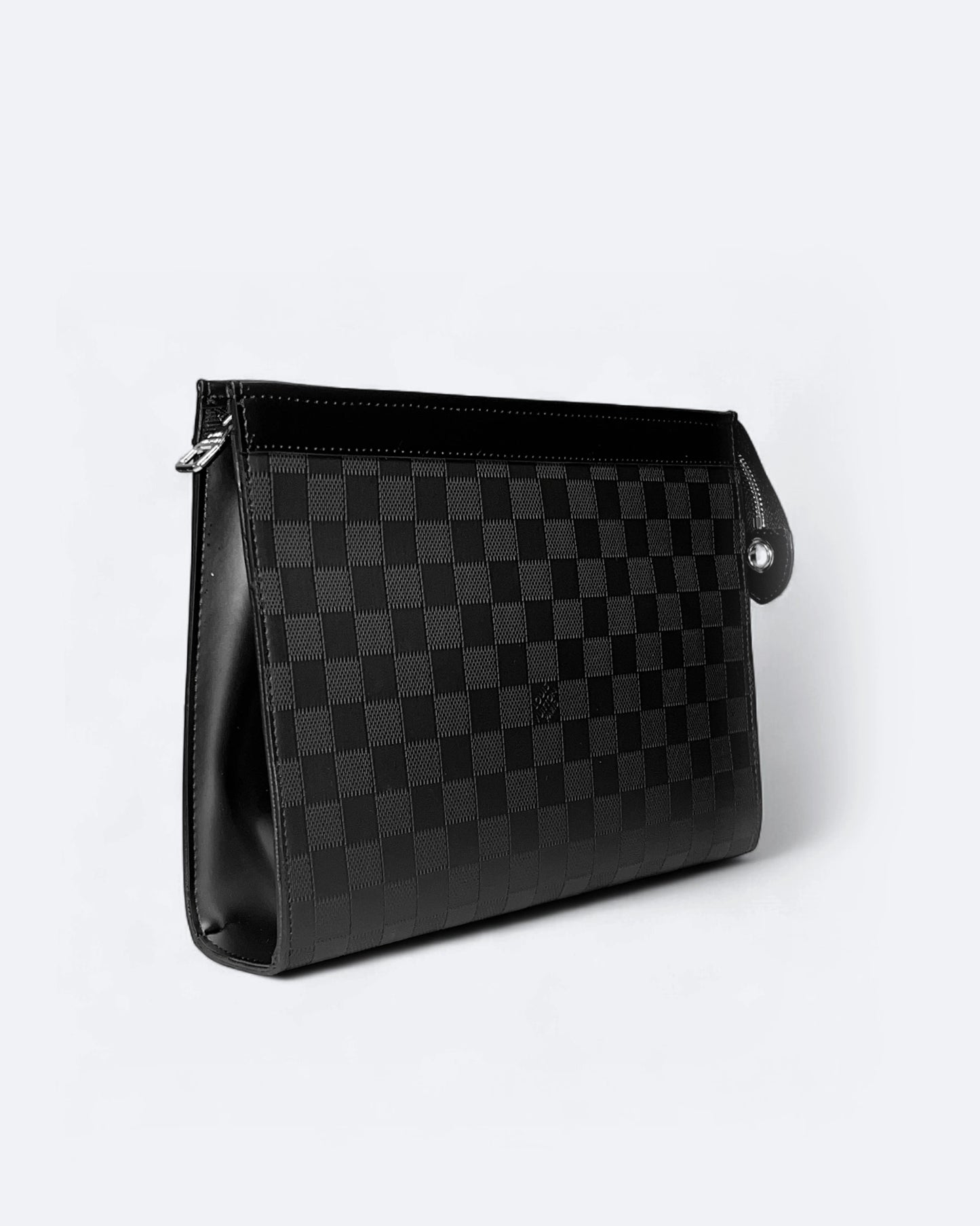 LVTN - Damier Pattern Embossed Clutch - Black