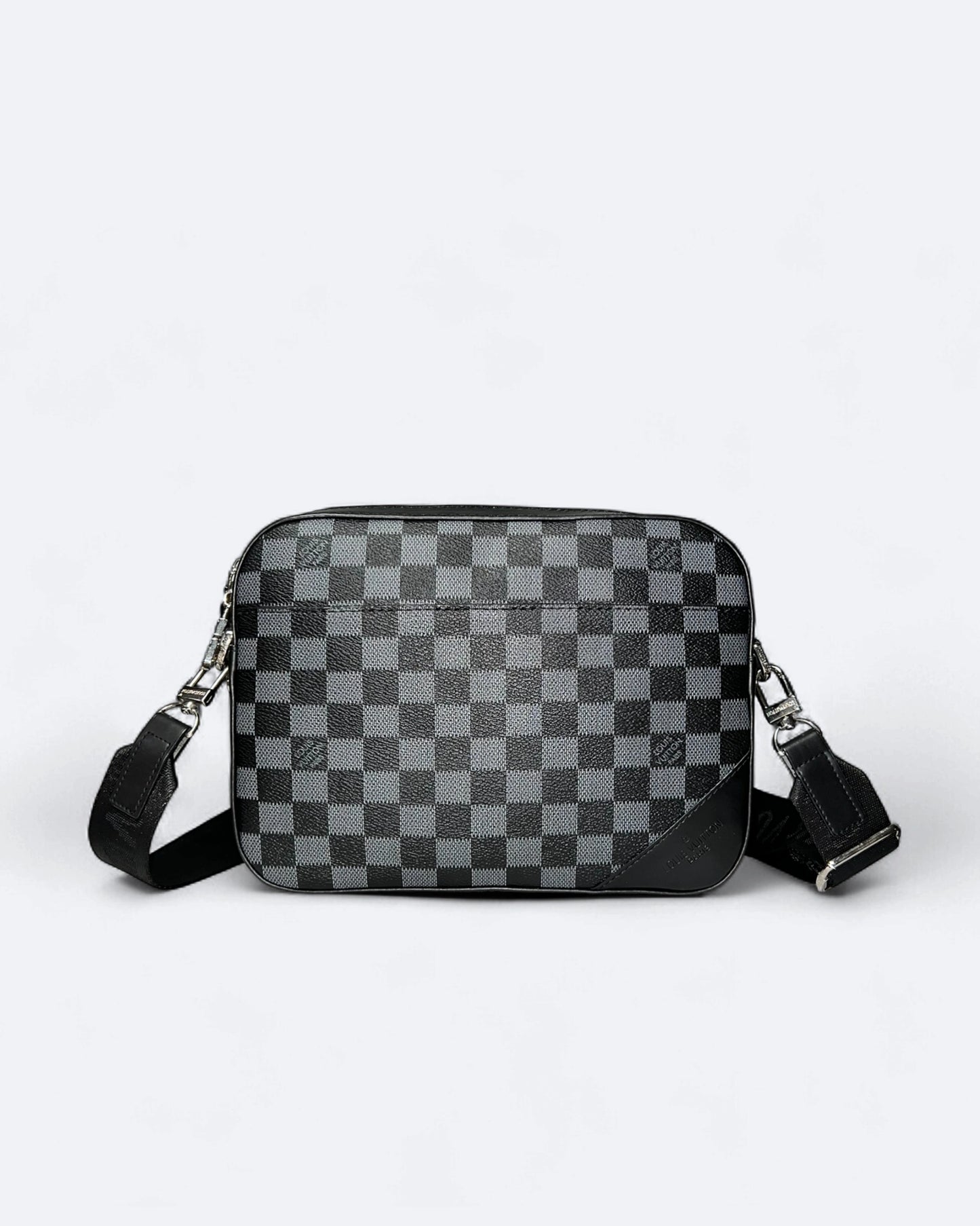 LVTN - Damier Pattern Duo Messenger Bag - Black