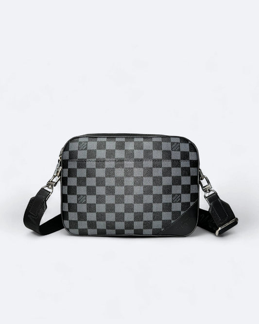 LVTN - Damier Pattern Duo Messenger Bag - Black
