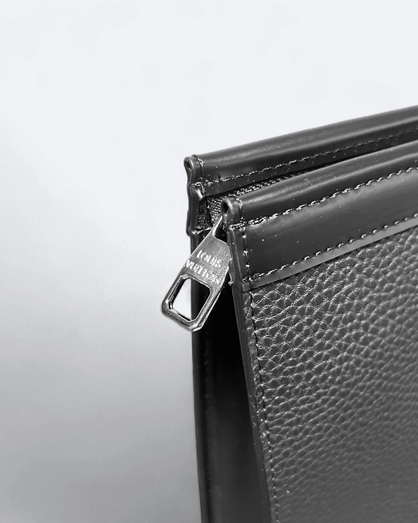 LVTN - Silver Monogram Leather Clutch - Black