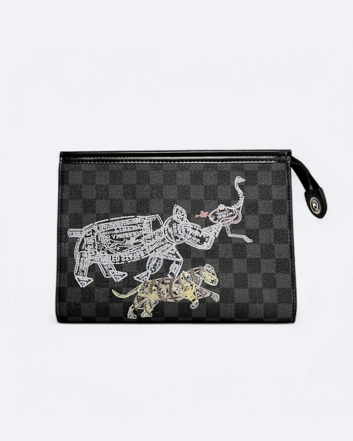 Louis Vuitton - Animal Passport Stamps Damier Clutch - Black