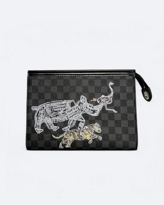 Louis Vuitton - Animal Passport Stamps Damier Clutch - Black