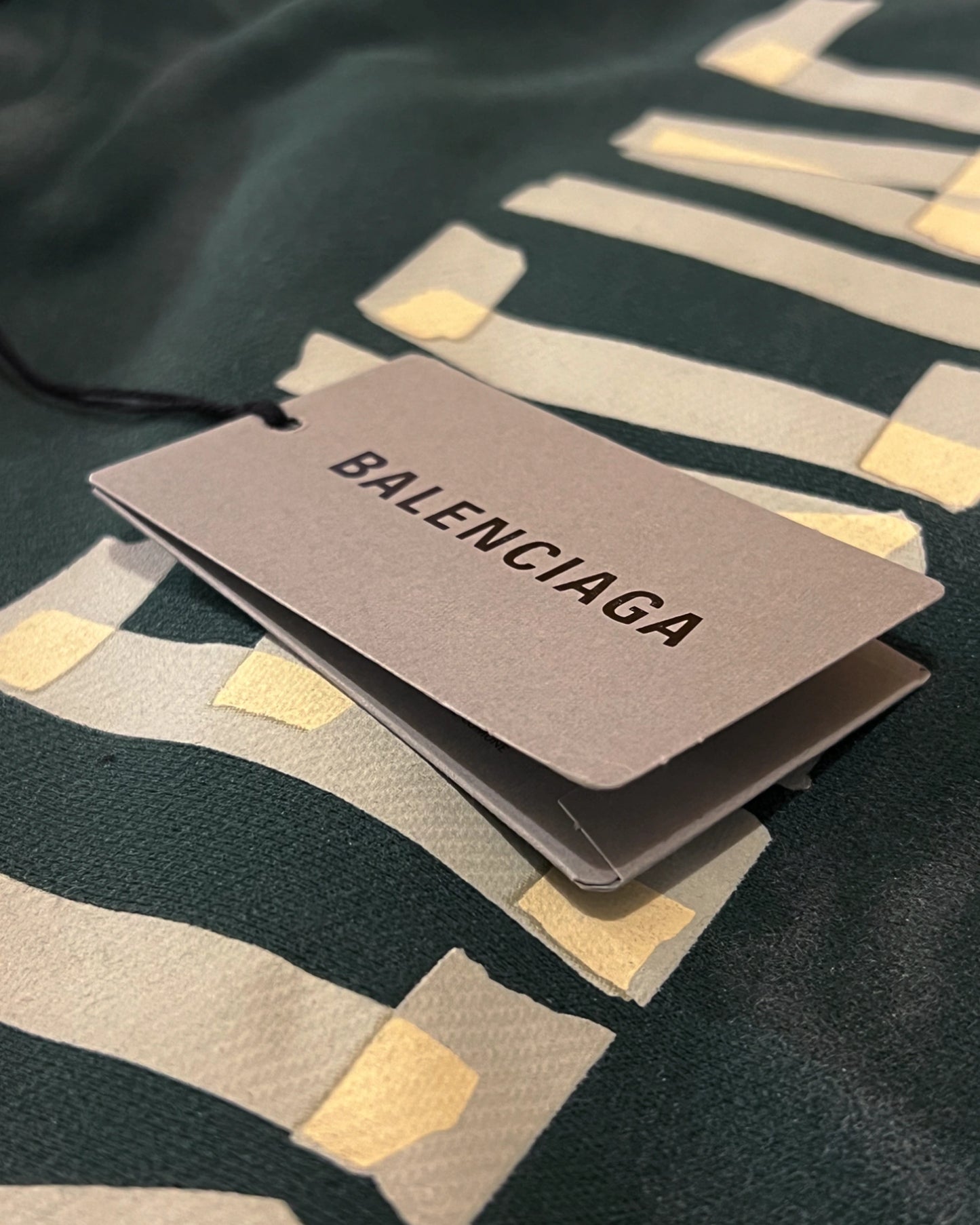 Balenciaga - Yellow Tape Distressed Hoodie - Washed Green