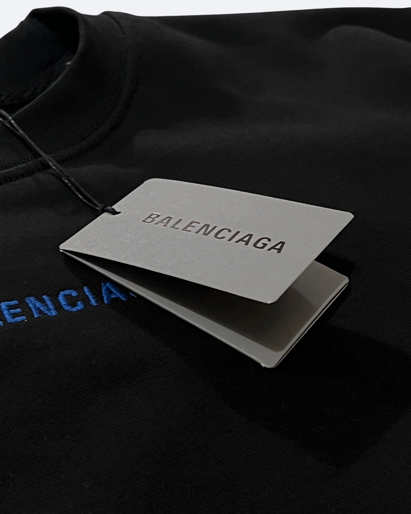 Balenciaga - Blue Logo Embroidery Sweatshirt - Black