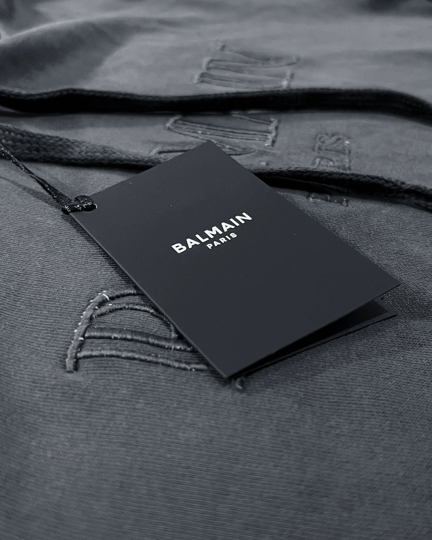 Balmain - Logo Embroidery Hoodie - Slate Blue