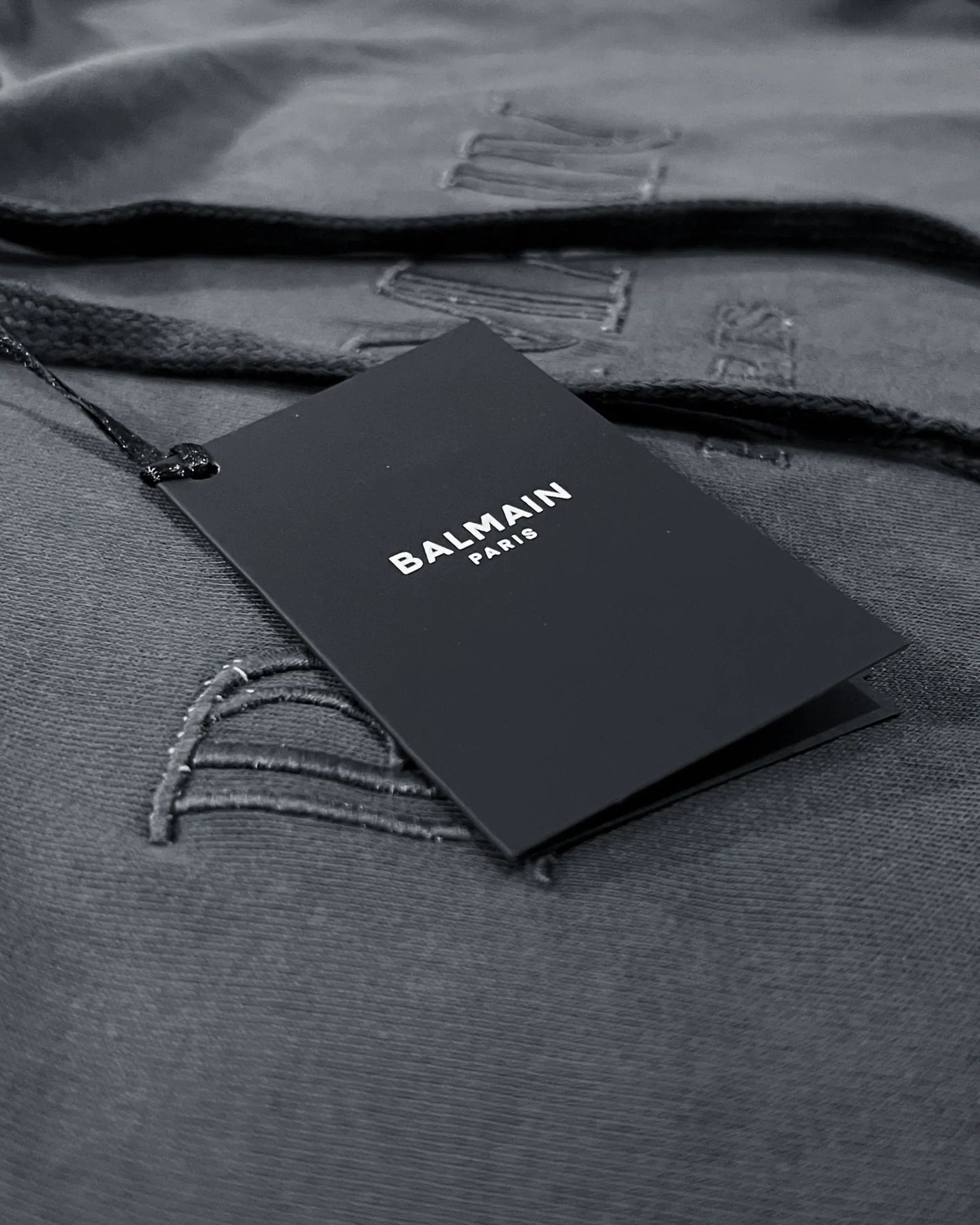 Balmain - Logo Embroidery Hoodie - Slate Blue