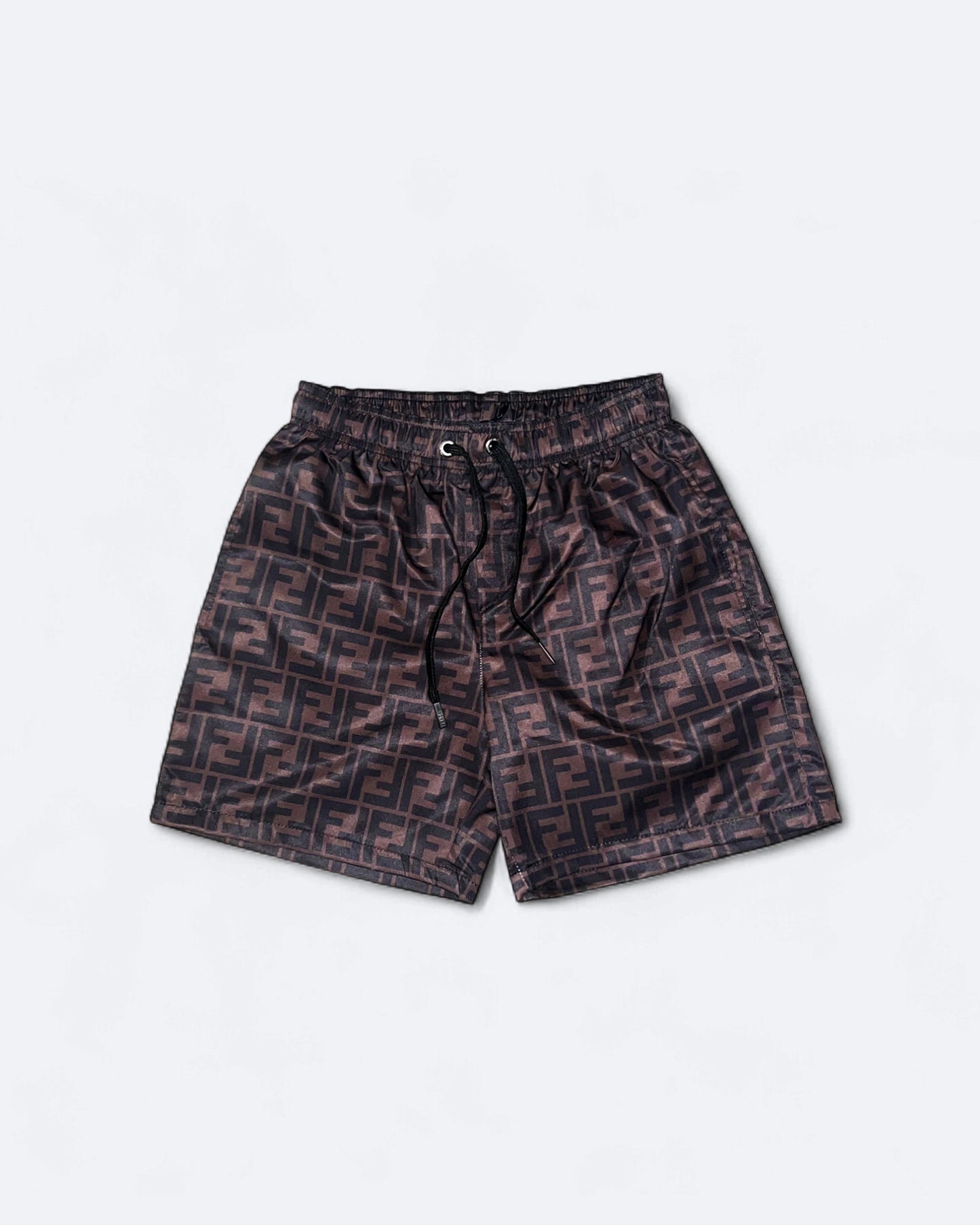 Fendi - FF Monogram Pattern Swim Shorts - Dark Brown