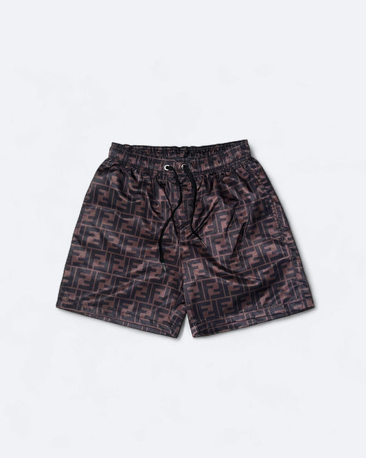 Fendi - FF Monogram Pattern Swim Shorts - Dark Brown