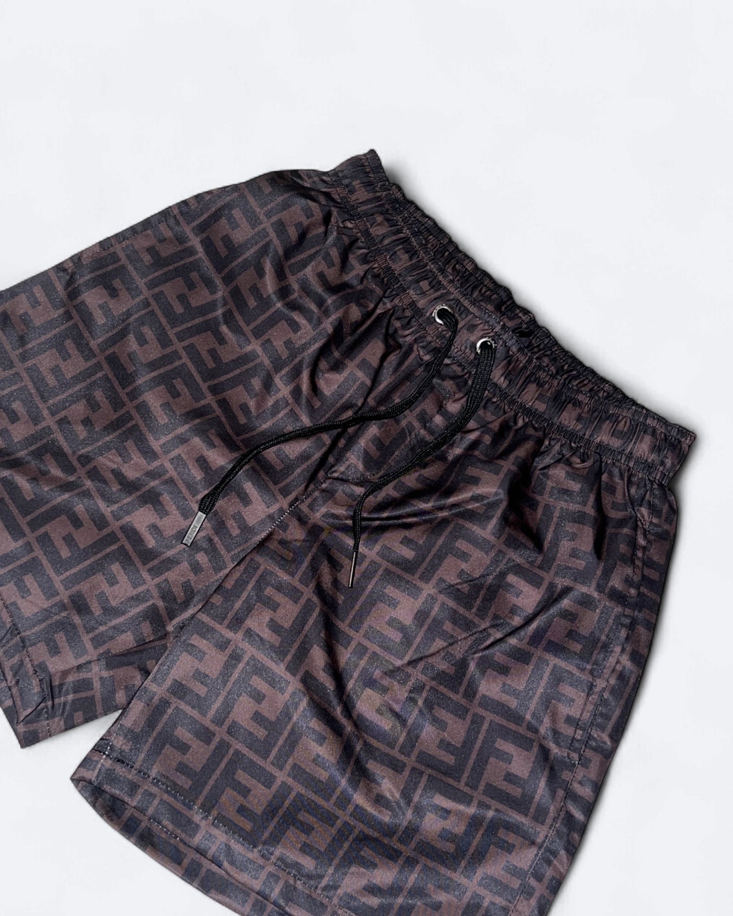 Fendi - FF Monogram Pattern Swim Shorts - Dark Brown
