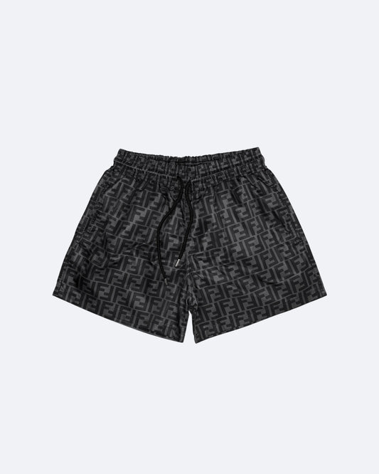 Fendi - FF Monogram Pattern Swim Shorts - Black