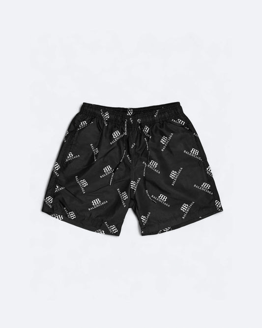 Balenciaga - BB Logo Print Swim Shorts - Black