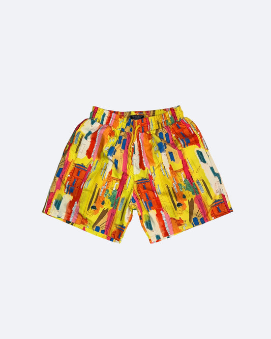 Vilebrequin - Abstract Village Swim Shorts - Yellow
