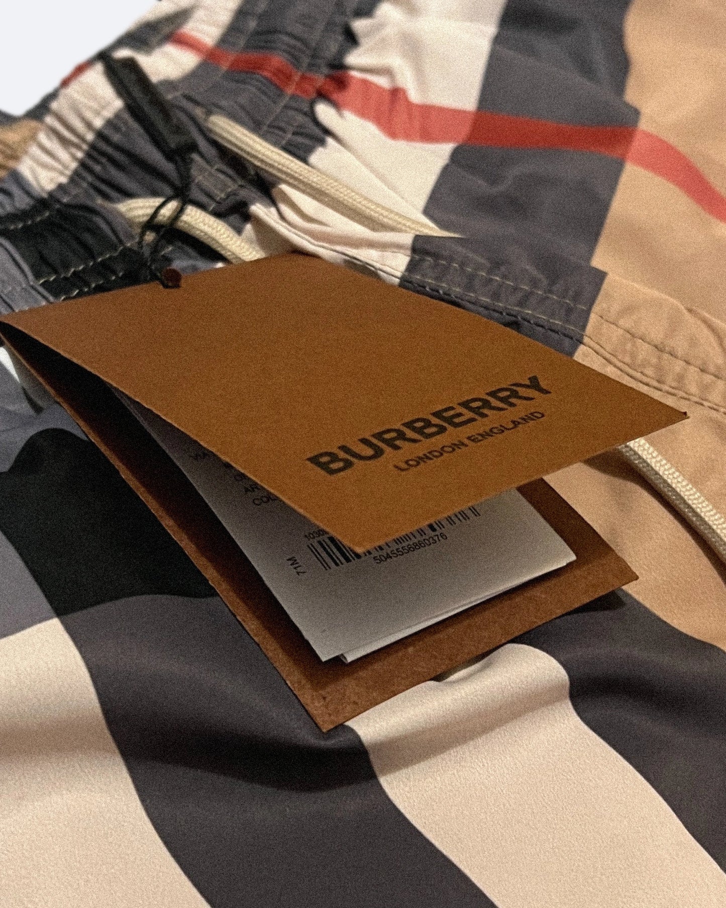 Burberry - Check Pattern Swim Shorts - Beige