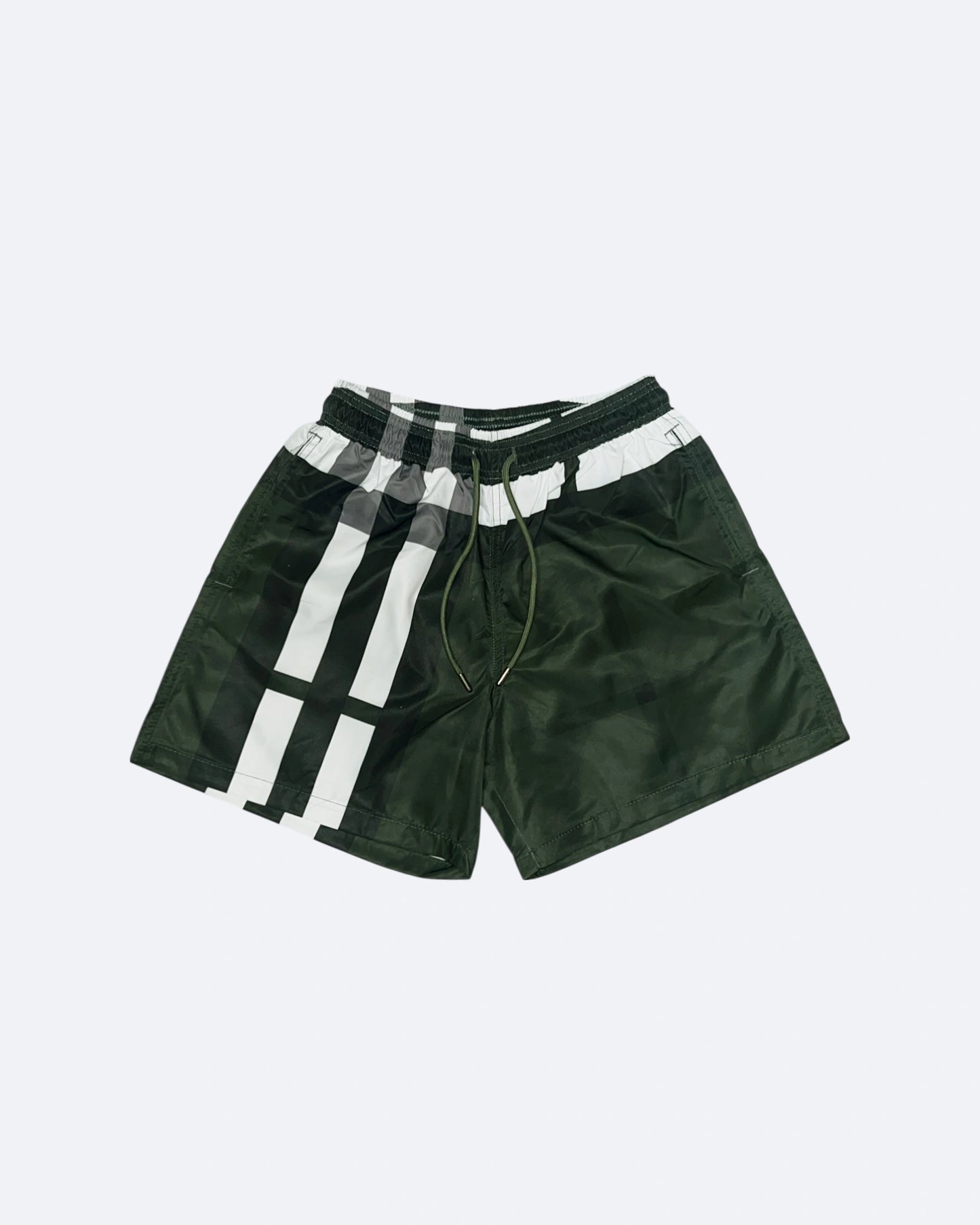 Burberry - Check Pattern Swim Shorts - Dark Green