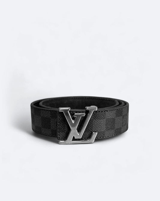 Louis Vuitton - Damier Black Pattern Belt - Silver
