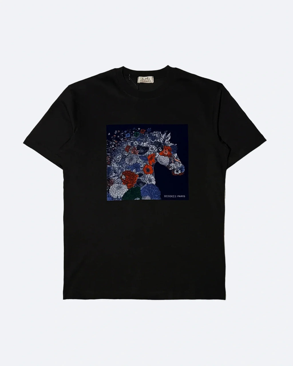 Hermes - Flower Horse Velour Print T-Shirt - Black
