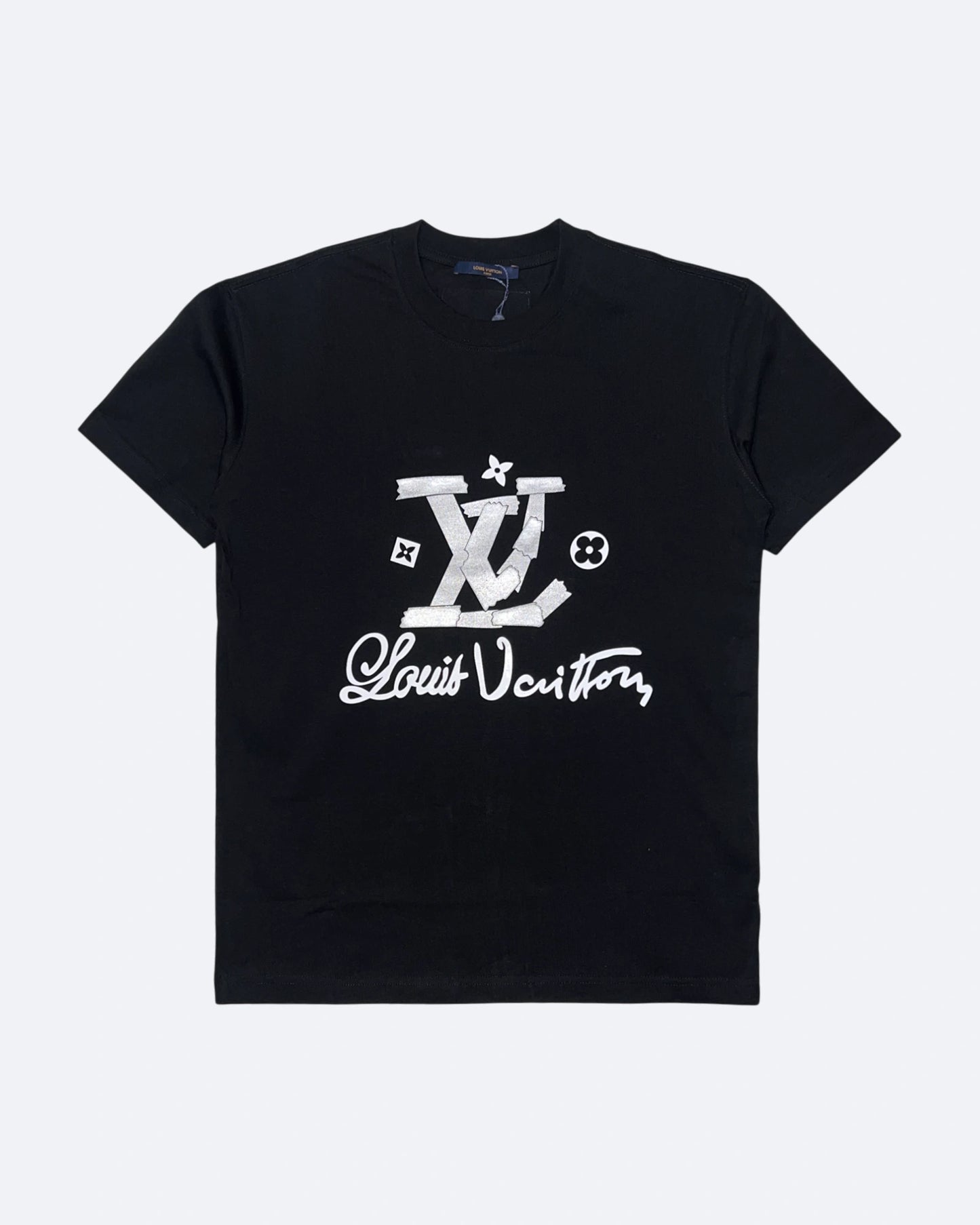LVTN - Silver Tape Monogram T-Shirt - Black