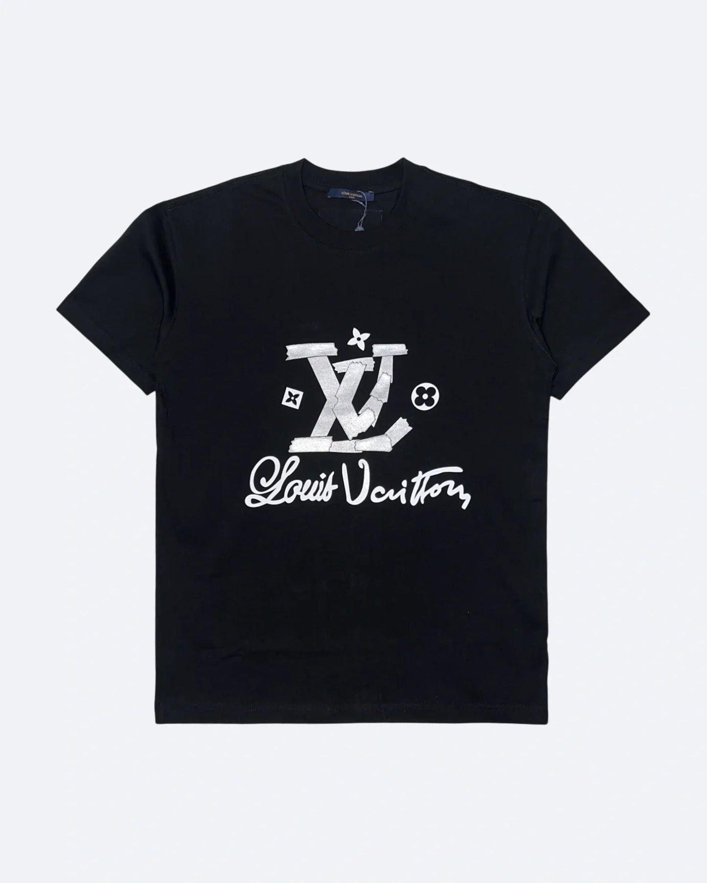 LVTN - Silver Tape Monogram T-Shirt - Black