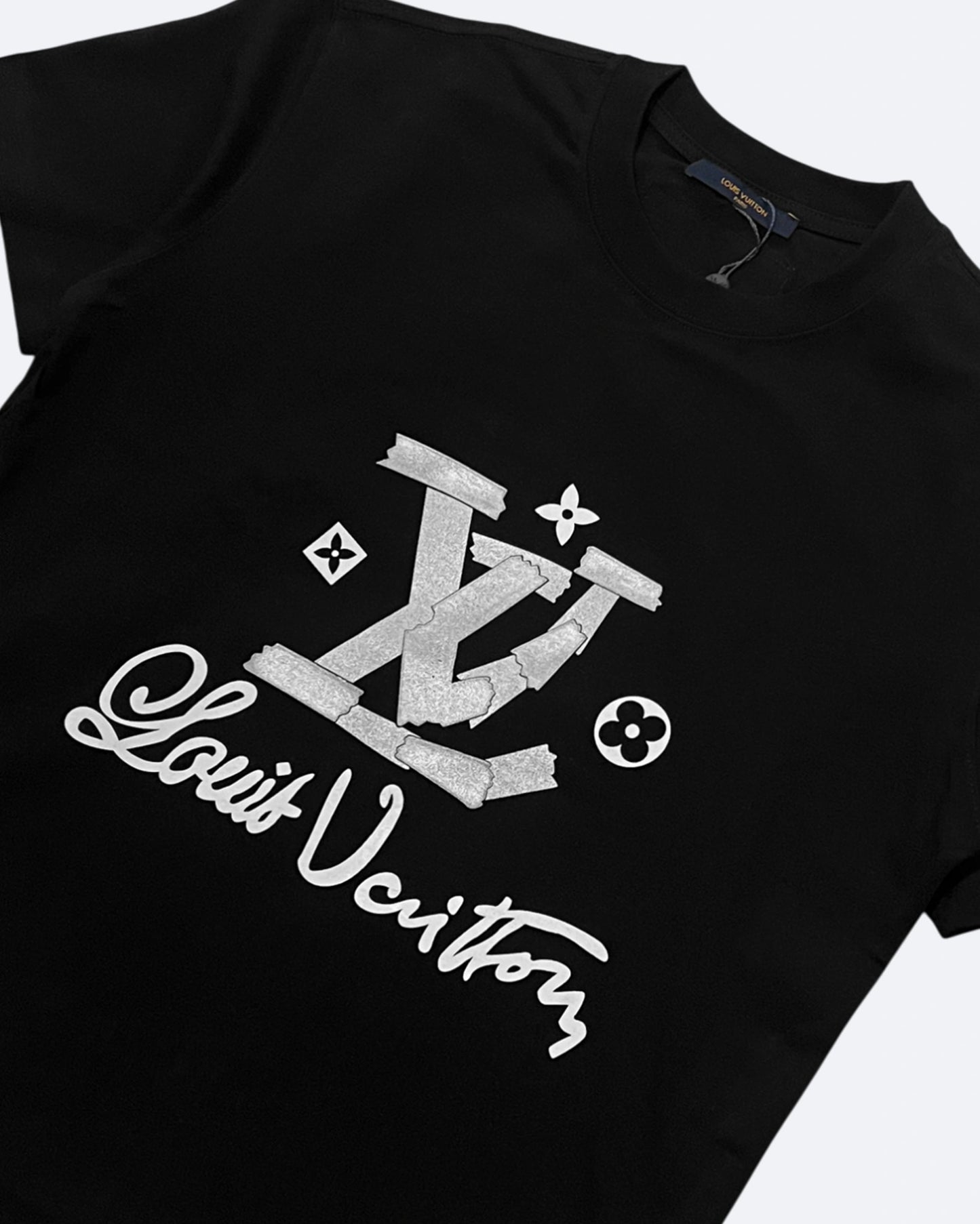 LVTN - Silver Tape Monogram T-Shirt - Black