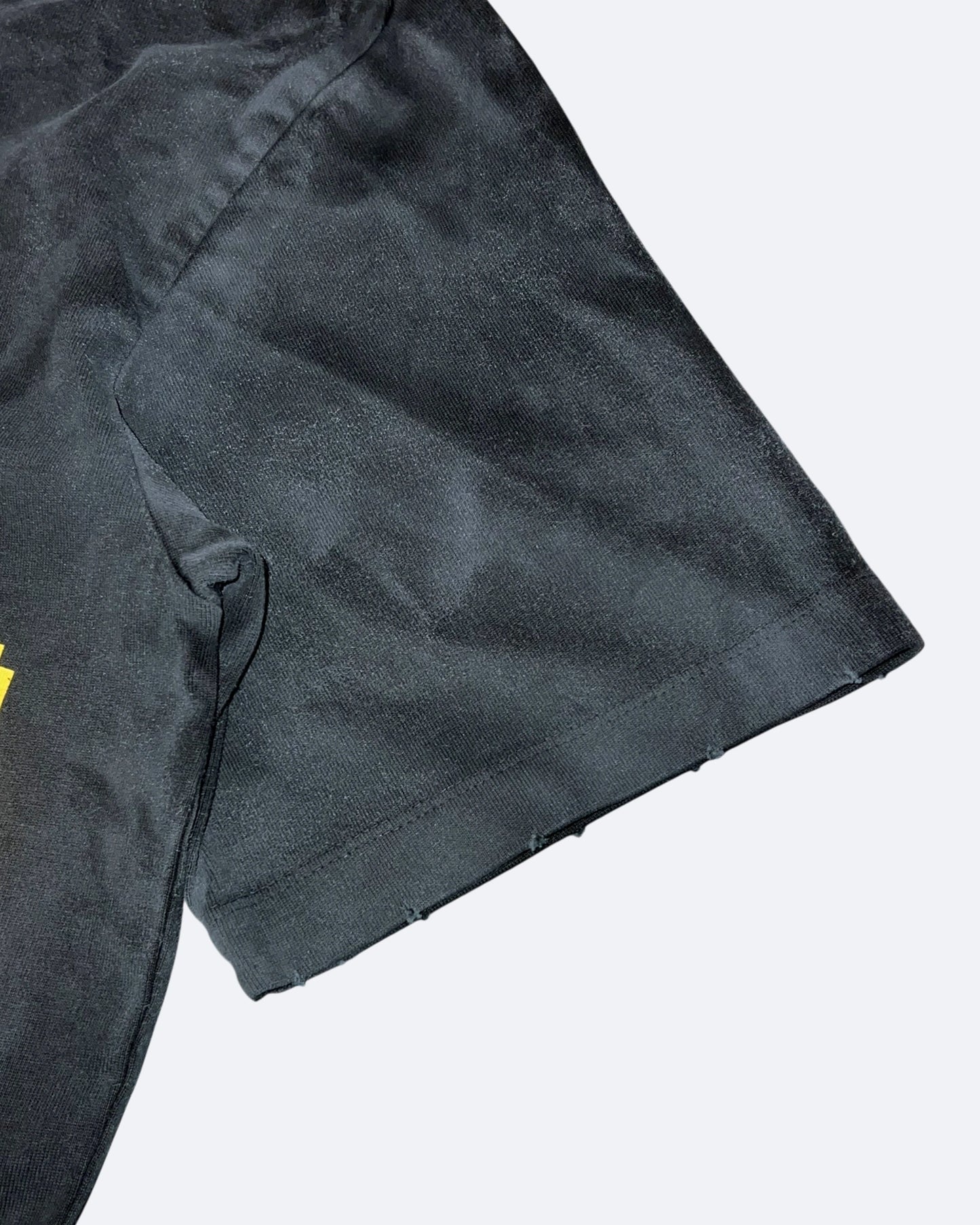 Balenciaga - Yellow Tape Distressed T-Shirt - Washed Black
