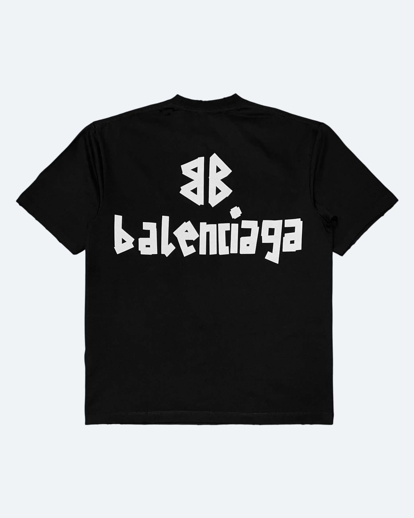Balenciaga - White Tape Distressed T-Shirt - Black
