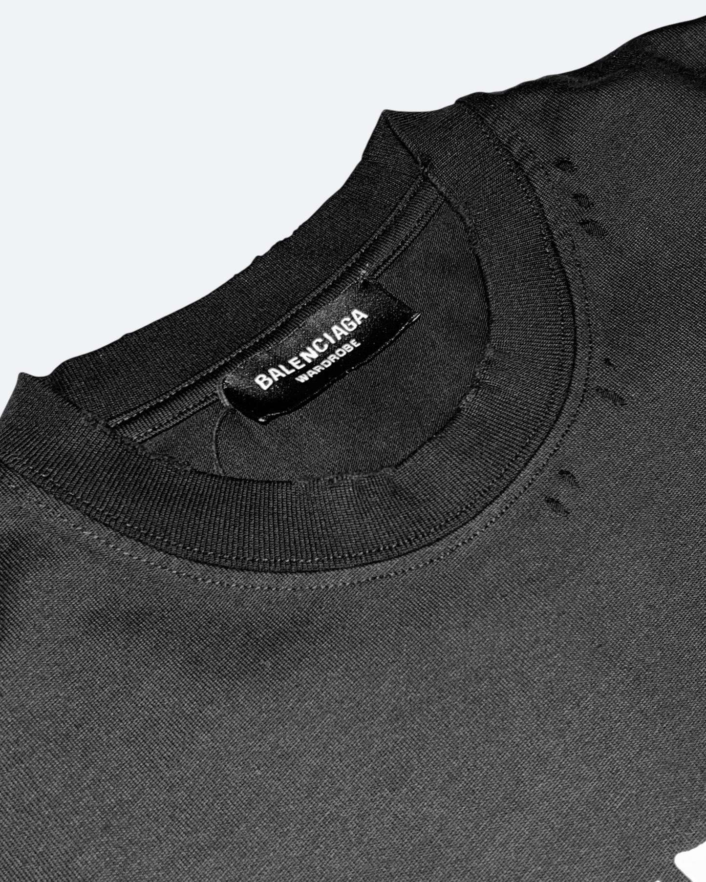Balenciaga - White Tape Distressed T-Shirt - Black