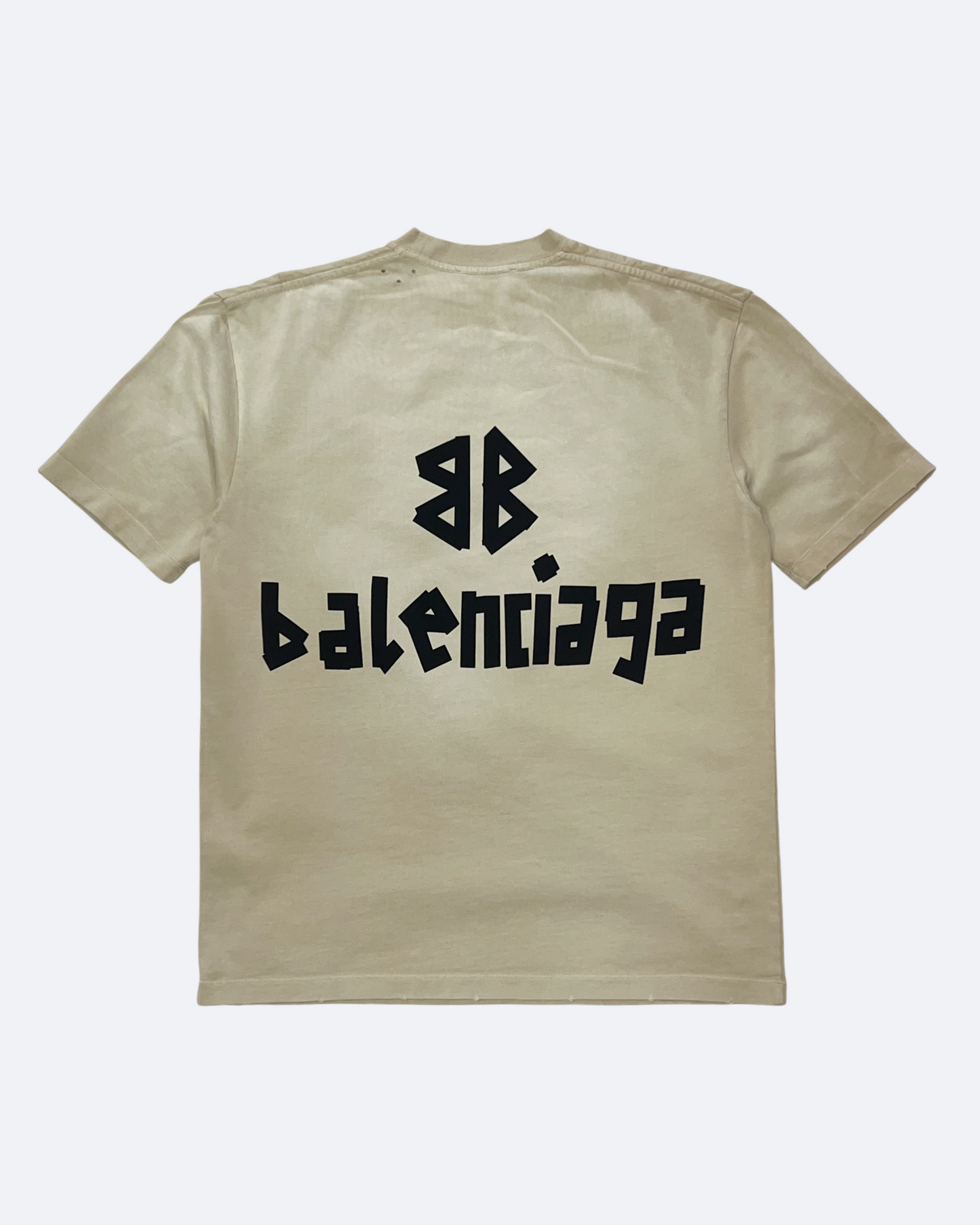 Balenciaga - Black Tape Distressed T-Shirt - Cream