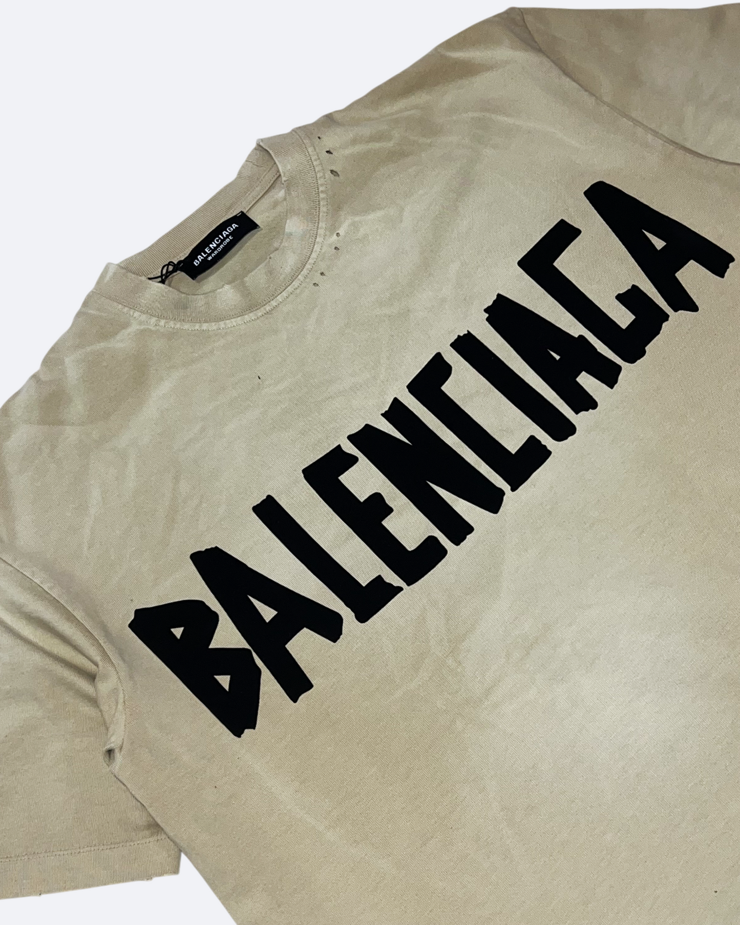 Balenciaga - Black Tape Distressed T-Shirt - Cream