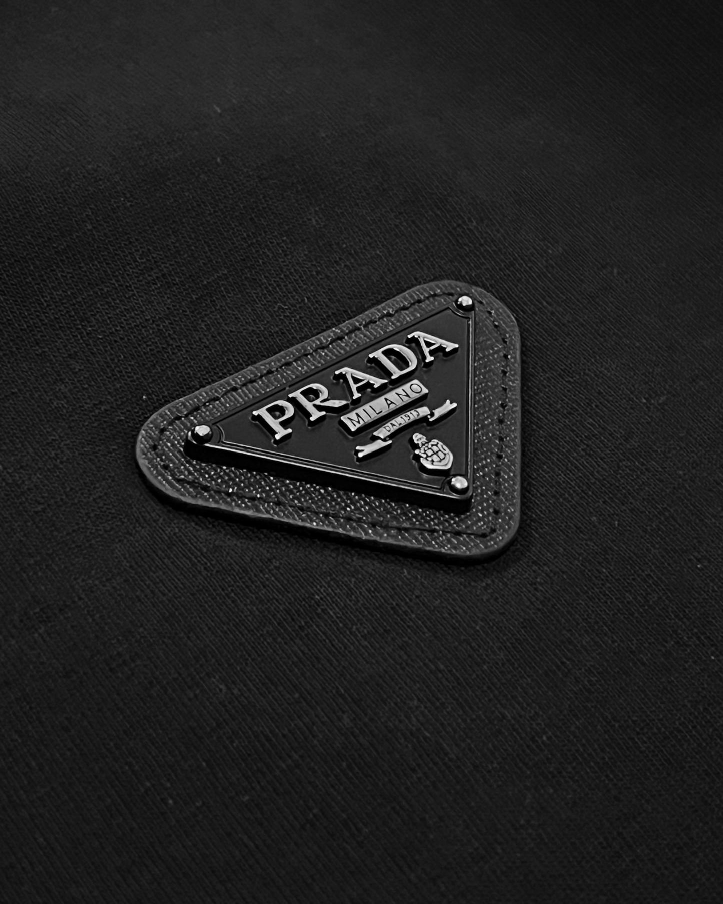 Prada - Black Plate Logo T-Shirt - Black