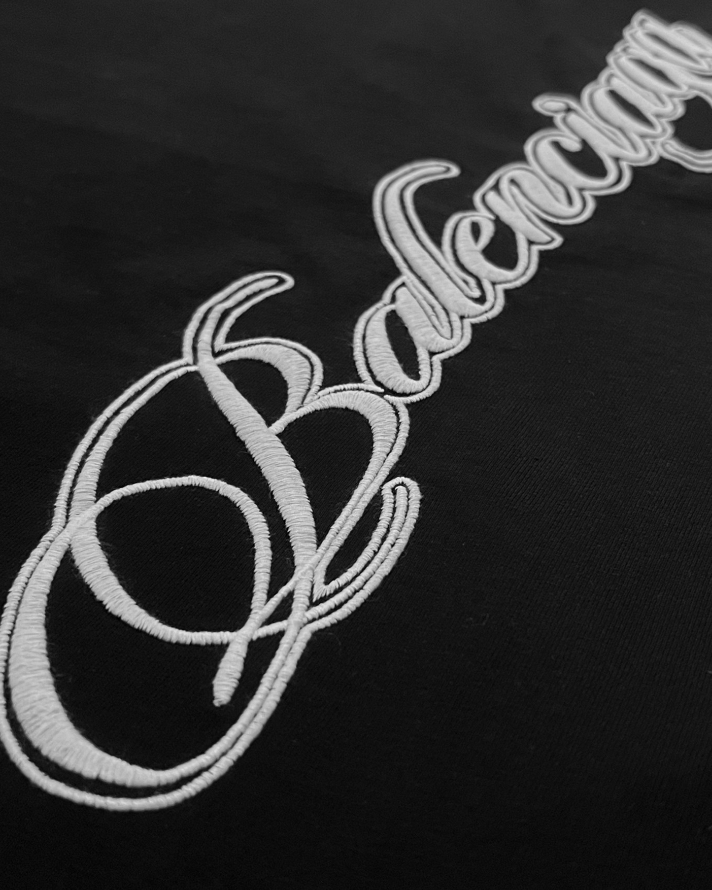 Balenciaga - Vertical Logo Embroidery T-Shirt - Black