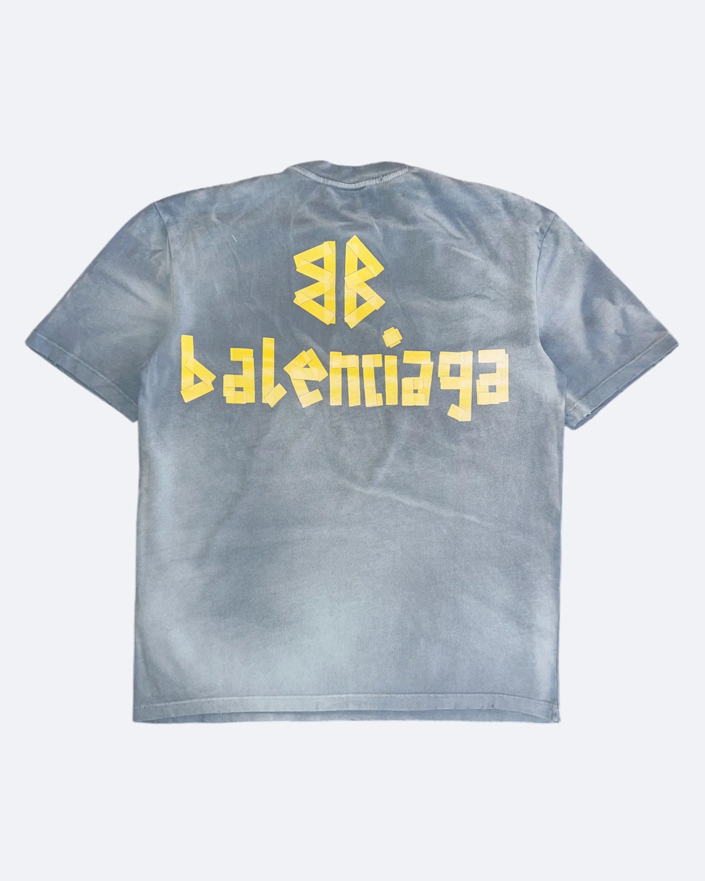 Balenciaga - Yellow Tape T-Shirt - Washed Out Blue