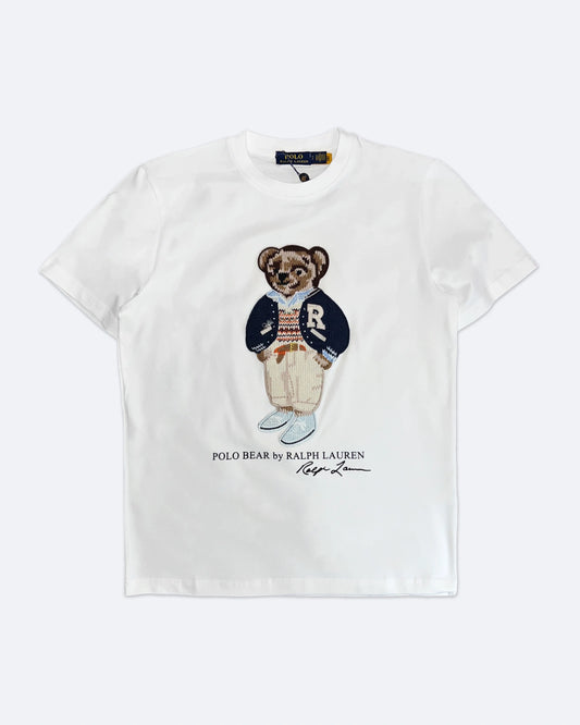 Ralph Lauren - College Polo Bear Tričko s výšivkou - biele