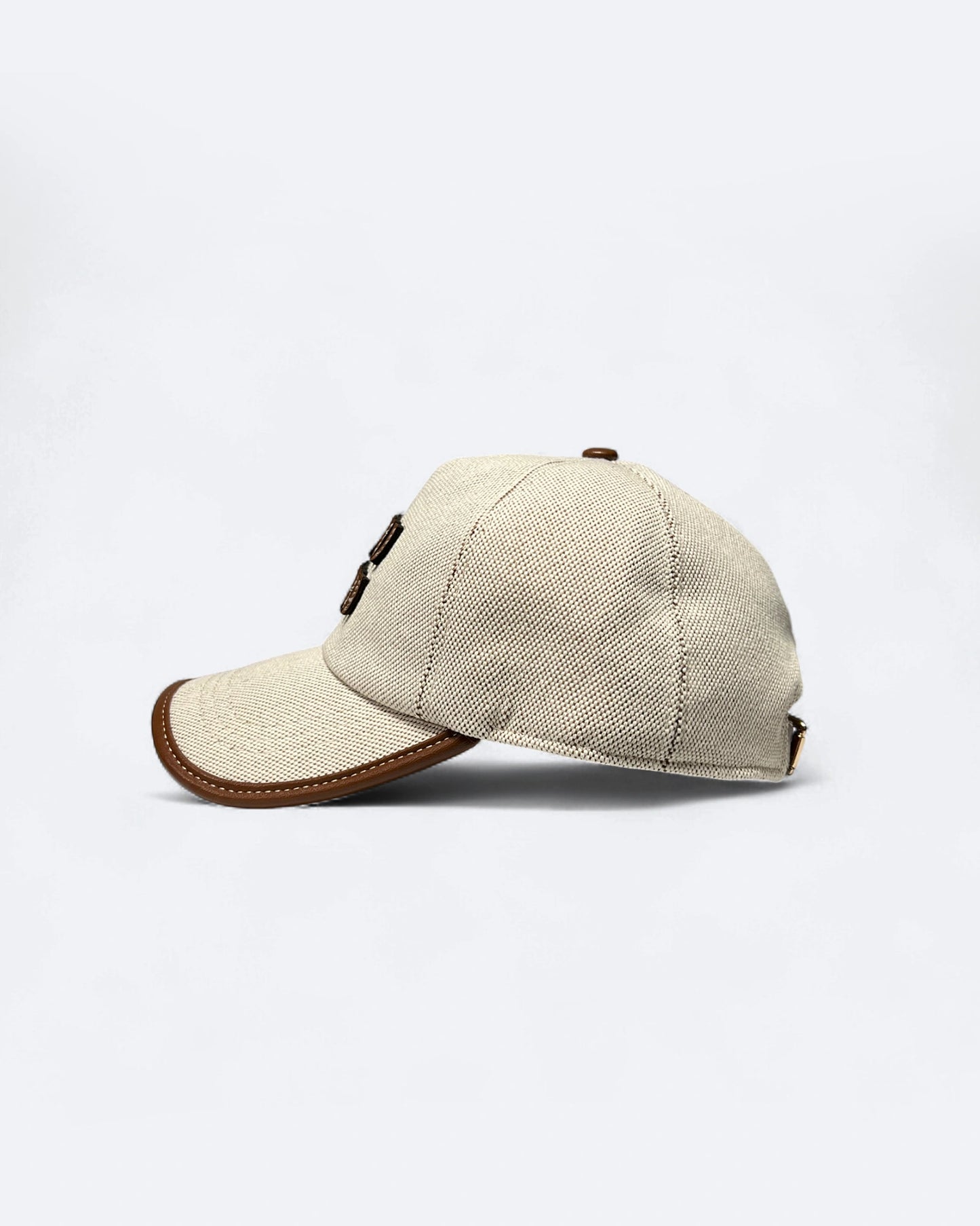 Miu Miu - Cavnas and Leather Logo Cap - Beige