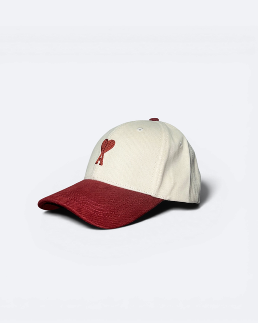 AMI - Logo Embroidery Cap - Cream/Bordeau