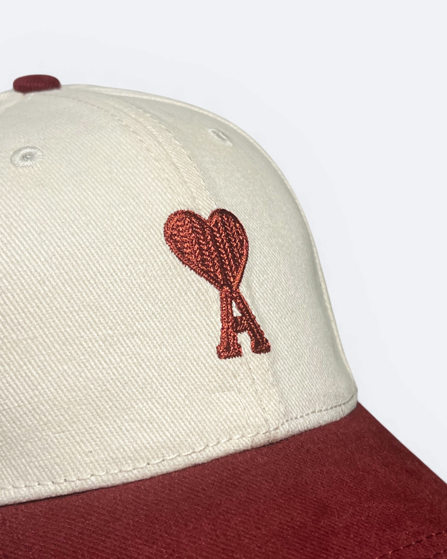 AMI - Logo Embroidery Cap - Cream/Bordeau