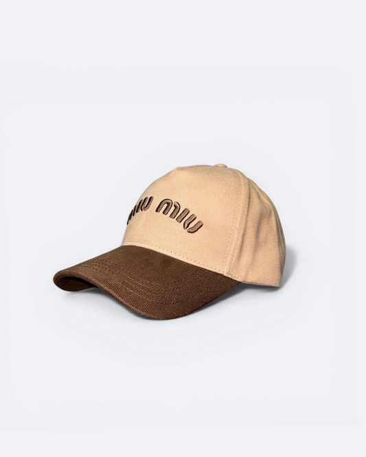 Miu Miu - Horizontal Logo Embroidery Cap - Beige/Brown
